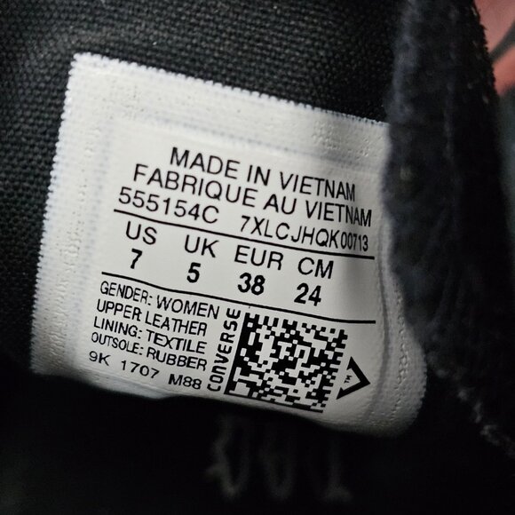 Converse Chuck Taylor All Star Lux Mid Hidden Wedge Black Textured Sneaker Shoe - Picture 9 of 10